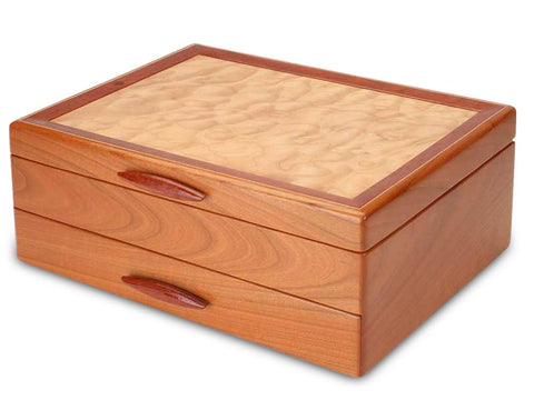 Angled View of a Cascade I Jewelry Box –1 Drawer Sapphire