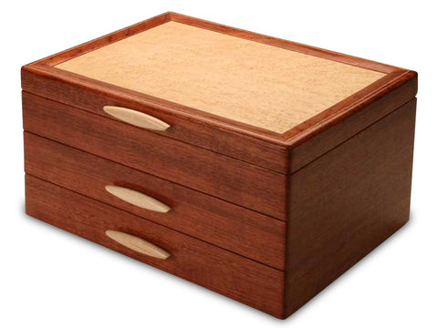 Angled View of a Cascade II Jewelry Box –2 Drawer Sapphire