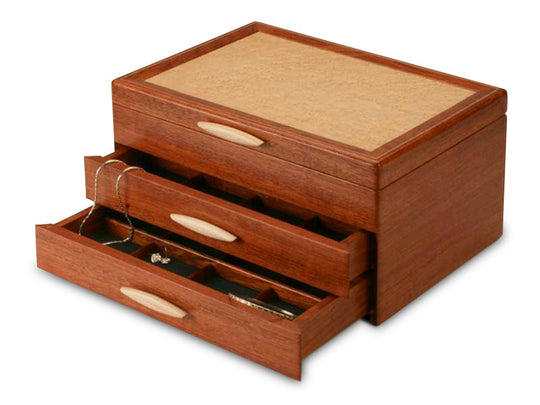 Open Drawer View of a Cascade II Jewelry Box –2 Drawer Sapphire
