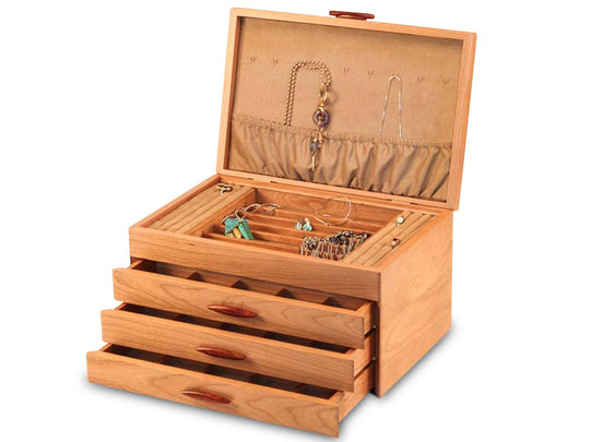Open Top View of a Grand Cascade I Jewelry Box –3 Drawer Pearl