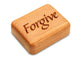 Opened View of a 2" Flat Narrow Cherry with laser engraved image of Forgive