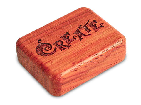Top View of a 2" Flat Narrow Padauk with laser engraved image of Create