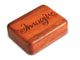 Opened View of a 2" Flat Narrow Padauk with laser engraved image of Imagine