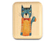 Top View of a 2" Flat Narrow Aspen with color printed image of Blue Cat w/Bowtie