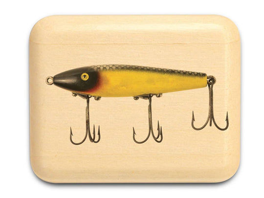 Top View of a 2" Flat Narrow Aspen with color printed image of Fishing Lure II