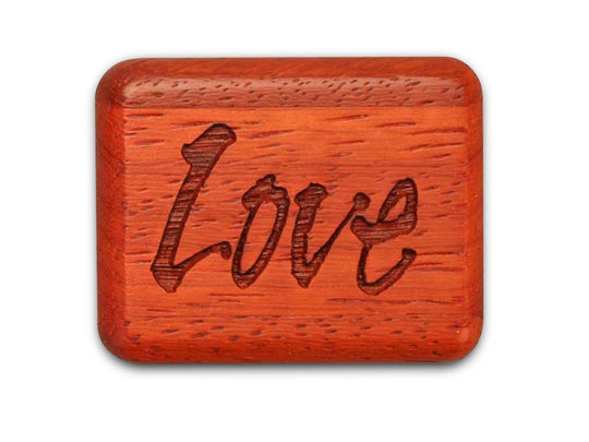 Opened View of a 2" Flat Narrow Padauk with laser engraved image of Love You With All My Heart