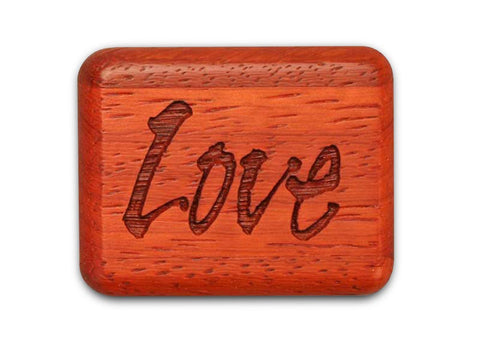 Top View of a 2" Flat Narrow Padauk with laser engraved image of Love You With All My Heart