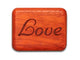 Opened View of a 2" Flat Narrow Padauk with laser engraved image of Love You!