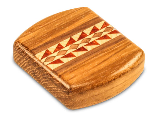 Top View of a 2" Flat Wide Teak with inlay pattern of Sprockets Inlay of a 2" Flat Wide Teak - Sprockets Inlay