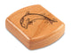 Top View of a 2" Flat Wide Cherry with laser engraved image of Dolphin