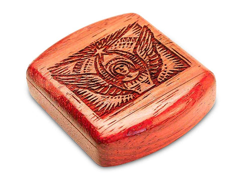 Top View of a 2" Flat Wide Padauk with laser engraved image of Angel