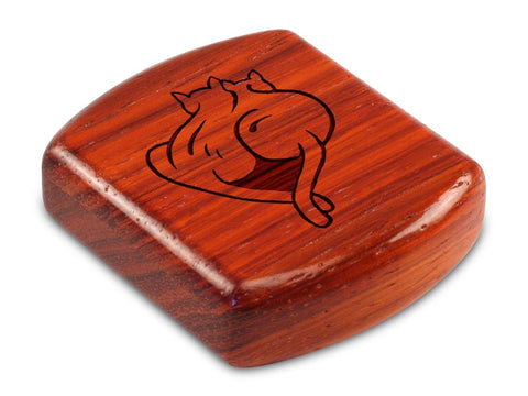 Top View of a 2" Flat Wide Padauk with laser engraved image of Cats