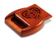Opened View of a 2" Flat Wide Padauk with laser engraved image of Celtic Heart