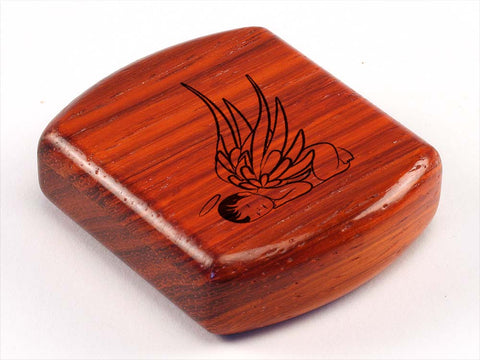 Top View of a 2" Flat Wide Padauk with laser engraved image of Baby Angel