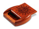 Opened View of a 2" Flat Wide Padauk with laser engraved image of Sun