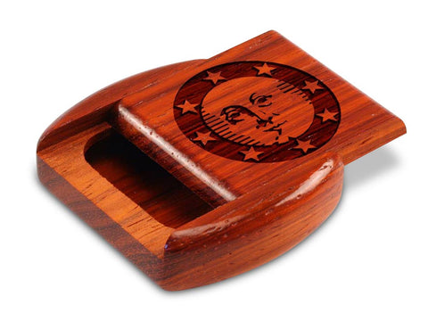 Top View of a 2" Flat Wide Padauk with laser engraved image of Starry Moon