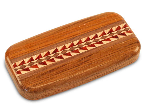 Top View of a 4" Flat Wide Teak with inlay pattern of Sprockets Inlay of a 4" Flat Wide Teak - Sprockets Inlay