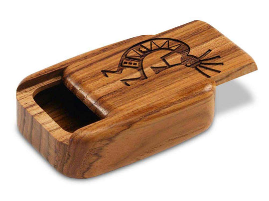 Opened View of a 3" Med Wide Teak with laser engraved image of Kokopelli
