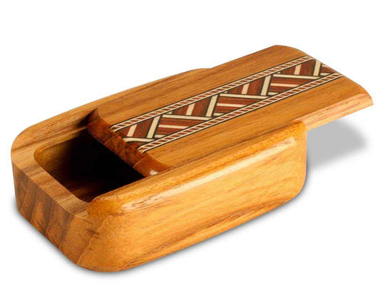 Opened View of a 3" Med Wide Teak with inlay pattern of Zig Zag Inlay of a 3" Med Wide Teak - Zig Zag Inlay
