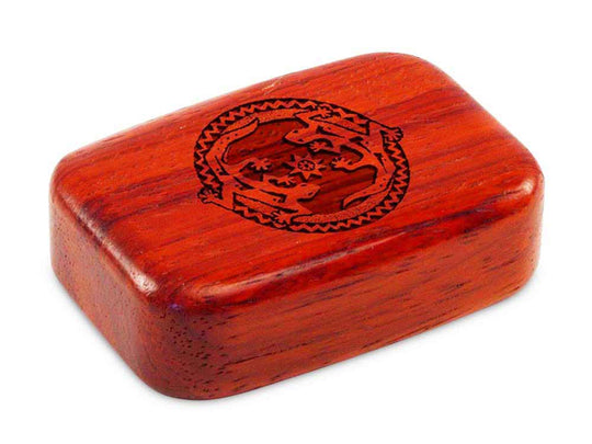 Top View of a 3" Med Wide Padauk with laser engraved image of Geckos