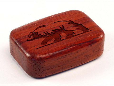 Top View of a 3" Med Wide Padauk with laser engraved image of Stylized Bear