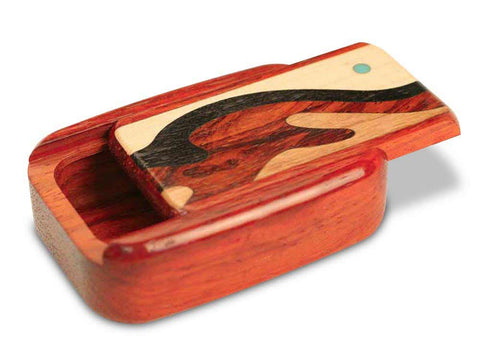 Top View of a 3" Med Wide Padauk with marquetry pattern of Wave Marquetry  of a 3" Med Wide Padauk - Wave Marquetry 