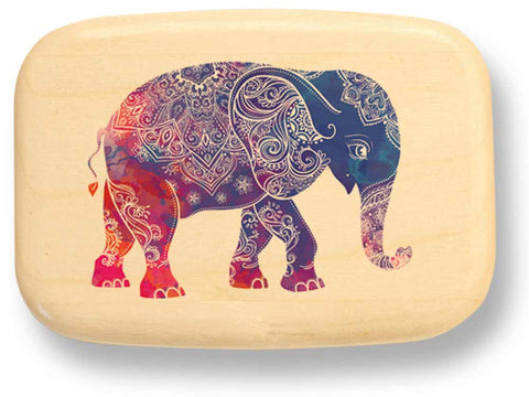 Top View of a 3" Med Wide Aspen with color printed image of Henna Elephant