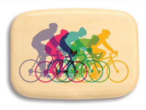 Top View of a 3" Med Wide Aspen with color printed image of Bicyclers