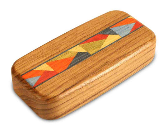 Top View of a 4" Med Wide Teak with inlay pattern of Contemporary Arrows Inlay of a 4" Med Wide Teak - Contemporary Arrows Inlay