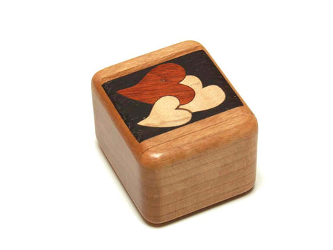 Top View of a 2" Tall Wide Cherry with inlay pattern of  with marquetry pattern of Heart Marquetry Dark of a 2" Tall Wide Cherry - Heart Marquetry Dark