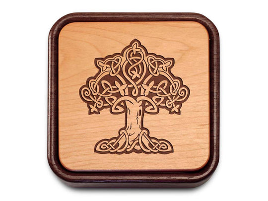 Top View of a Terra Flip-Top with laser engraved image of Celtic Tree