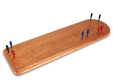 Top View of a Cherry Continuous 3-Track Cribbage Board