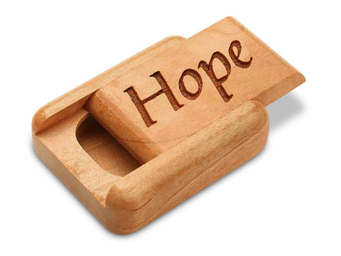 Top View of a 2" Flat Narrow Cherry with laser engraved image of Hope
