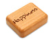 Opened View of a 2" Flat Narrow Cherry with laser engraved image of Happiness