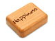 Opened View of a 2" Flat Narrow Cherry with laser engraved image of Happiness