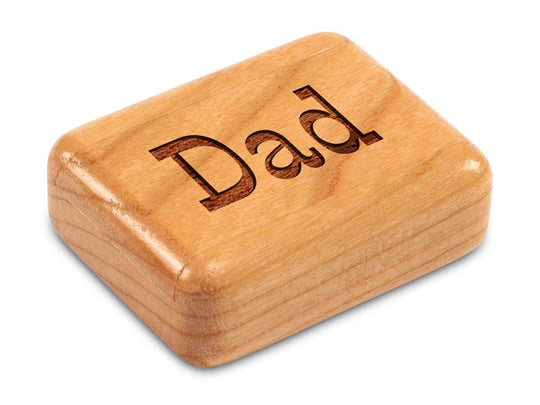 Top View of a 2" Flat Narrow Cherry with laser engraved image of Dad