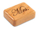 Top View of a 2" Flat Narrow Cherry with laser engraved image of Mrs.