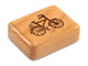 Top View of a 2" Flat Narrow Cherry with laser engraved image of Bike