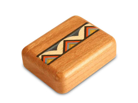 Top View of a 2" Flat Narrow Cherry - Rainbow Zig Zag Inlay