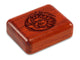 Top View of a 2" Flat Narrow Padauk with laser engraved image of Sun/Moon