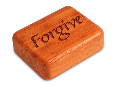 Top View of a 2" Flat Narrow Padauk with laser engraved image of Forgive