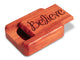 Top View of a 2" Flat Narrow Padauk with laser engraved image of Believe