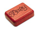 Opened View of a 2" Flat Narrow Padauk with laser engraved image of Baby