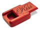 Top View of a 2" Flat Narrow Padauk with laser engraved image of Kiss