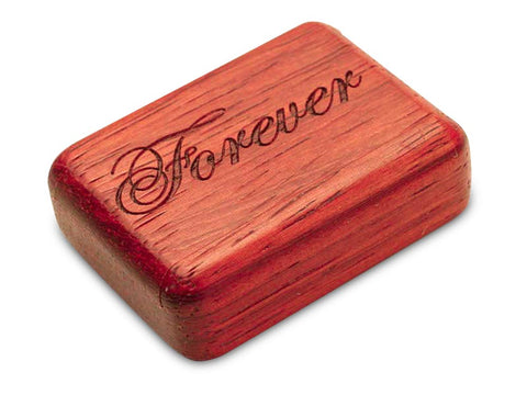 Top View of a 2" Flat Narrow Padauk with laser engraved image of Forever