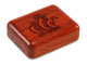 Top View of a 2" Flat Narrow Padauk with laser engraved image of Kokopelli Trio