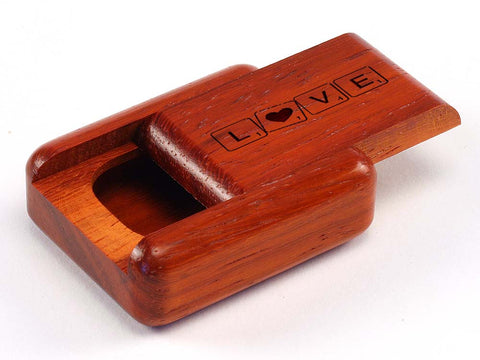 Top View of a 2" Flat Narrow PadaukLove Scrabble