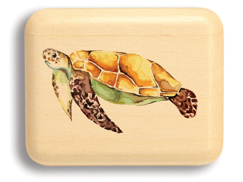 Top View of a 2" Flat Narrow Aspen with color printed image of Sea Turtle
