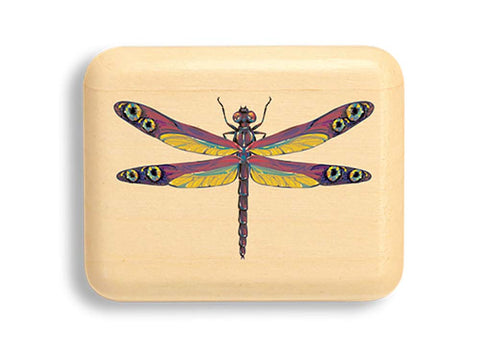 Top View of a 2" Flat Narrow Aspen with color printed image of Double Eye Dragonfly