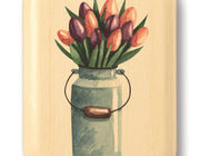 2" Flat Narrow Aspen - Tulips in Metal Vase